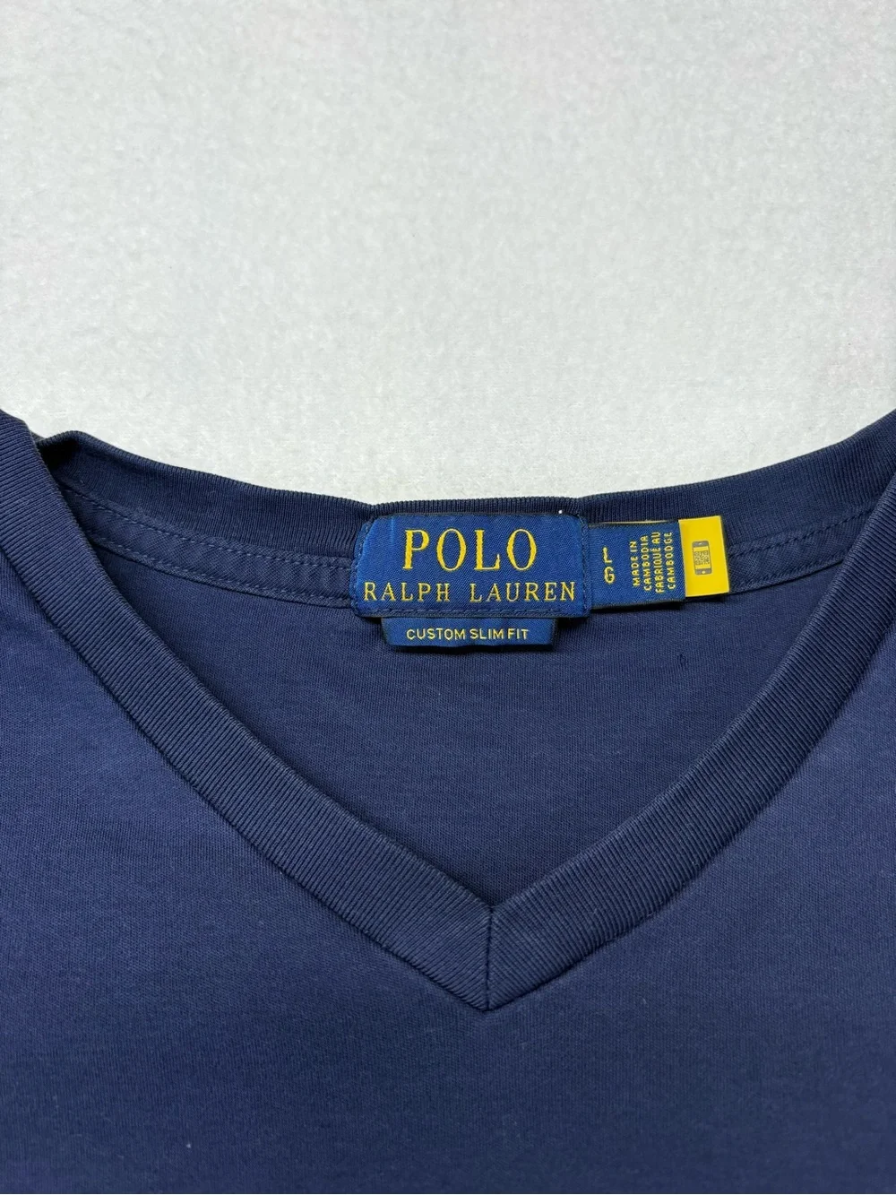 Ralph Lauren Polo Men's V Neck T Shirt Blue Sz Large Slim Fit Cotton Logo Pony
